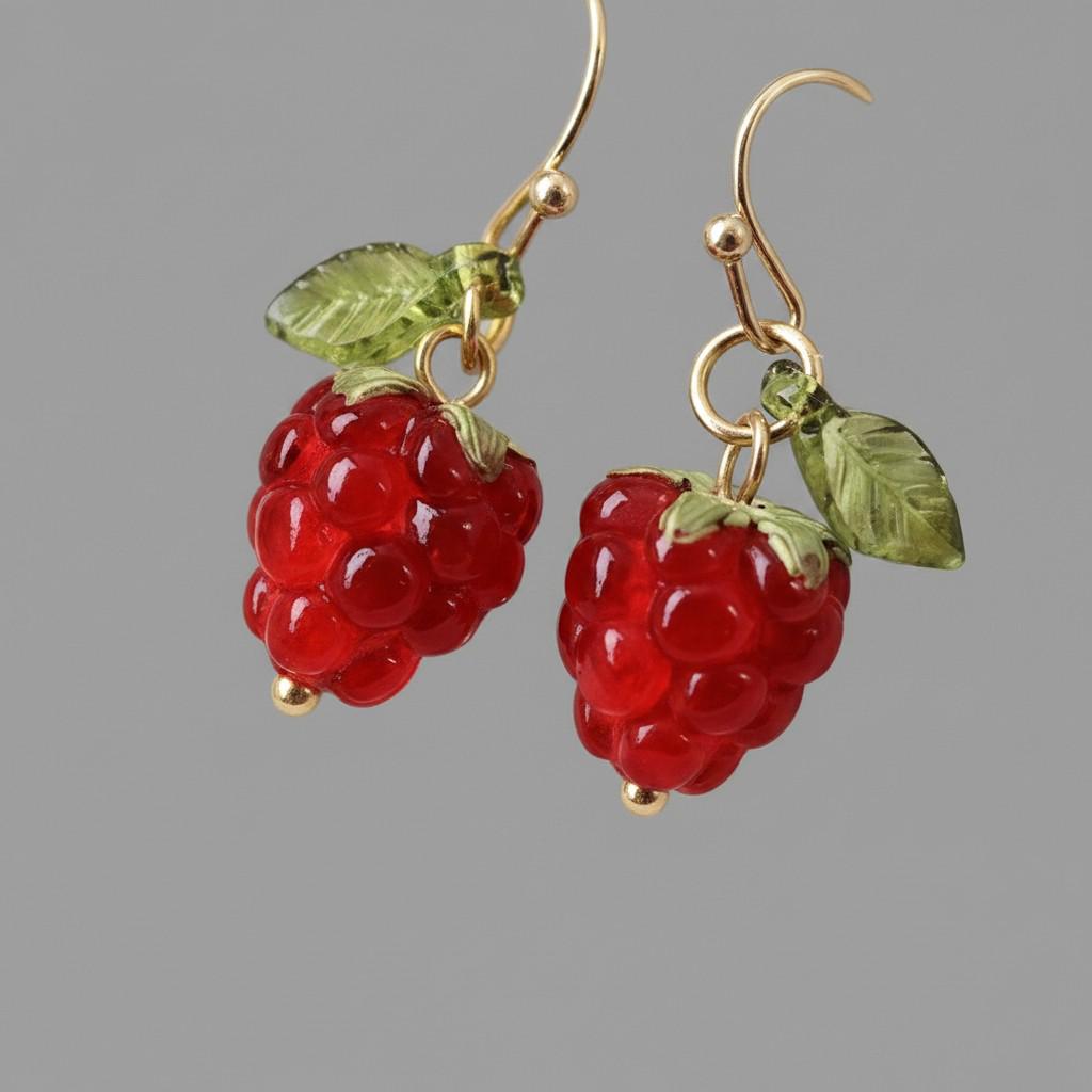 Red Raspberry Long Drop Earrings