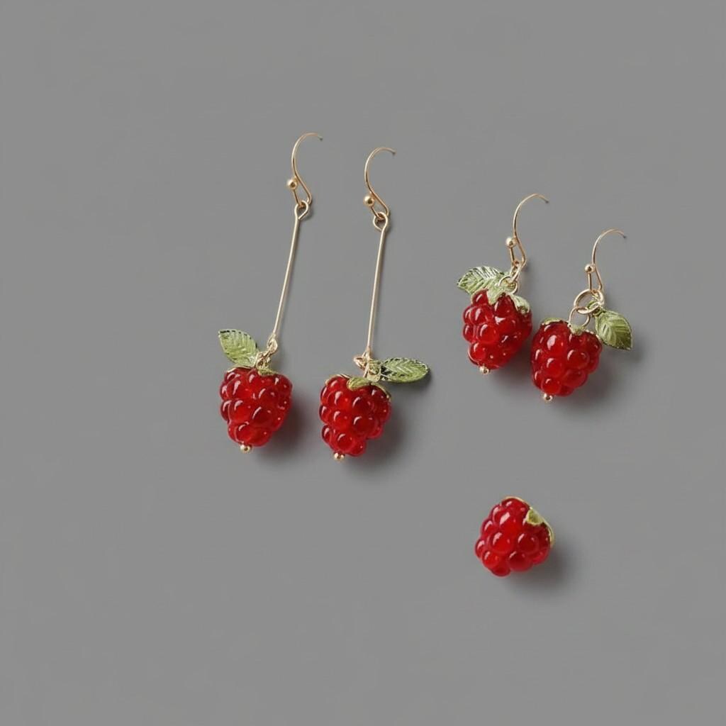 Red Raspberry Long Drop Earrings