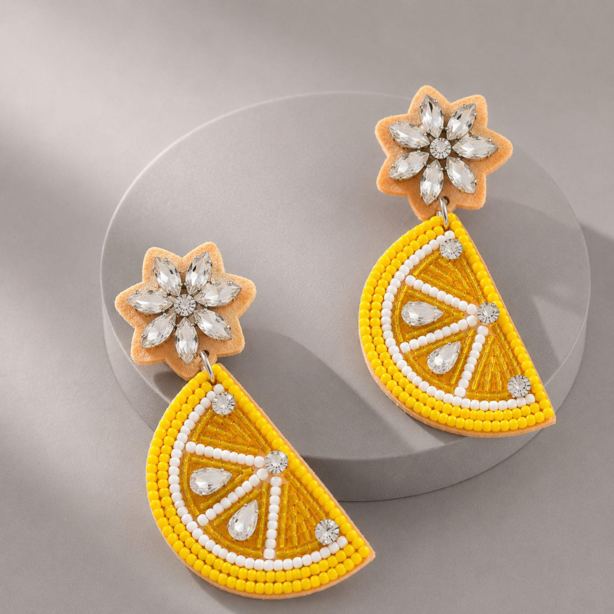 Beaded Orange Slice Earrings