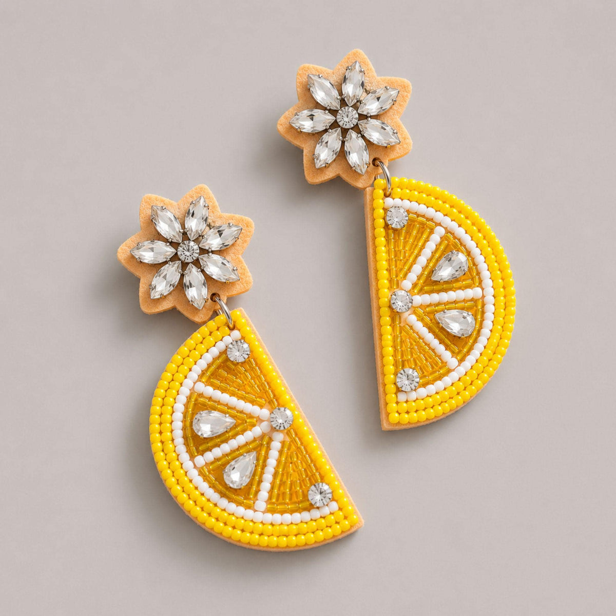 Beaded Orange Slice Earrings