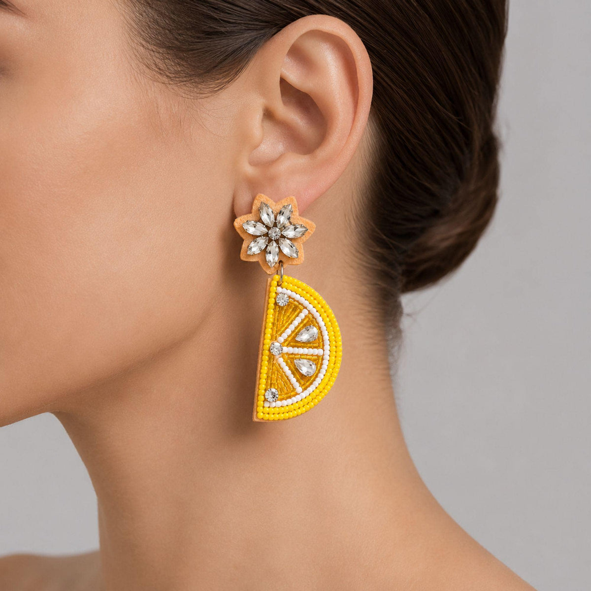 Beaded Orange Slice Earrings