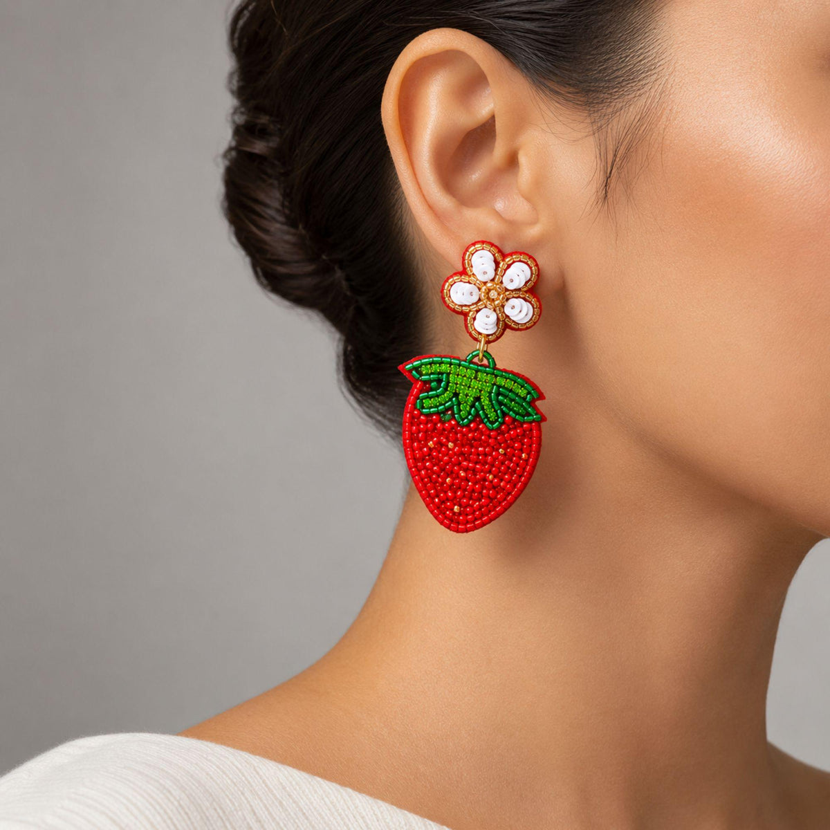 Beaded Strawberry Earrings