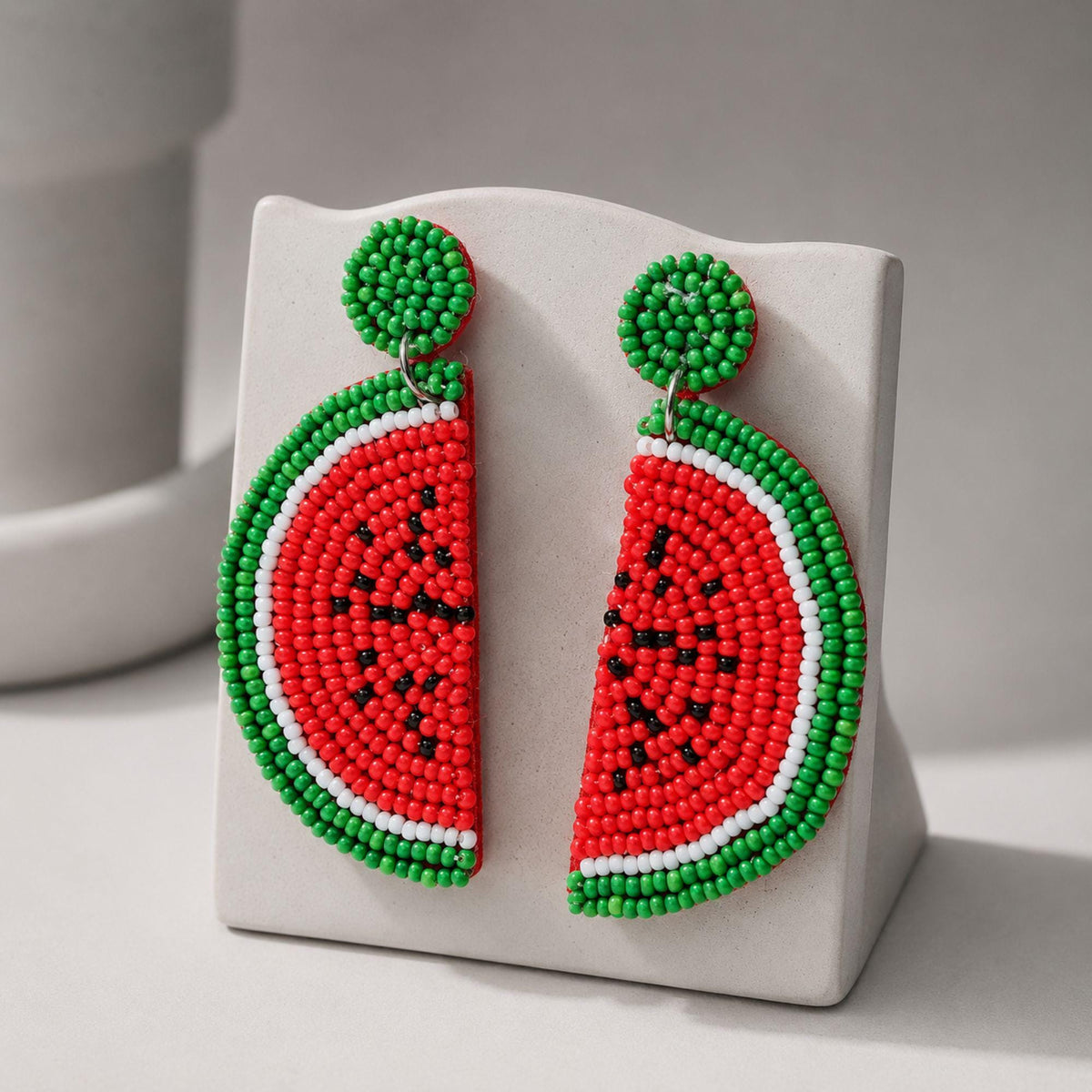 Beaded Watermelon Earrings