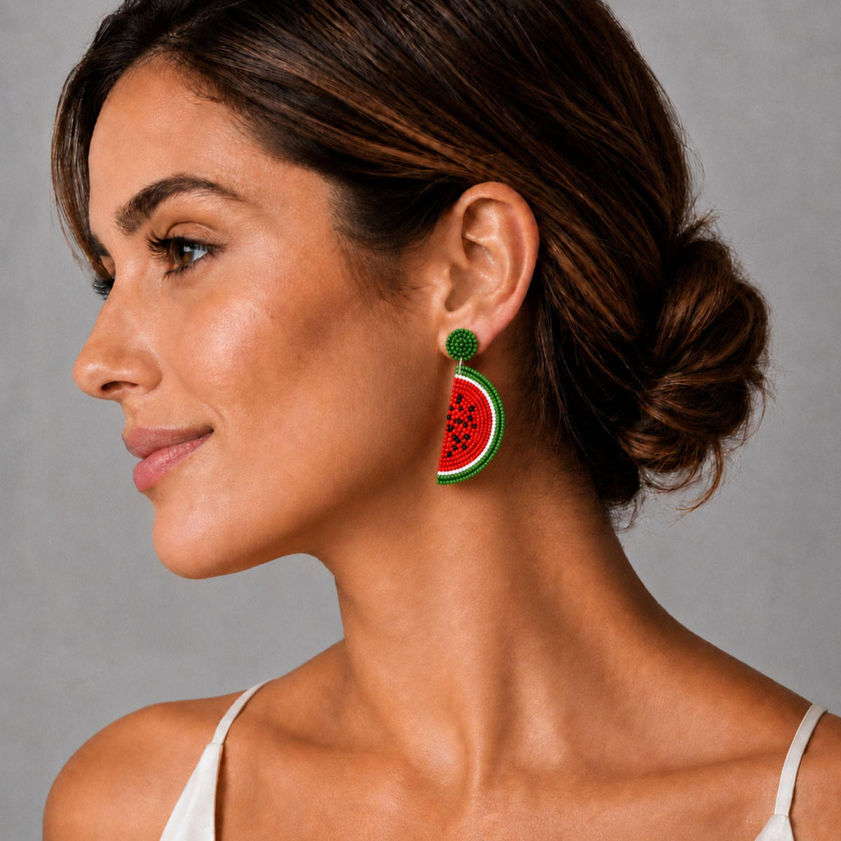 Beaded Watermelon Earrings