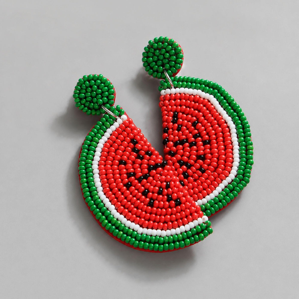 Beaded Watermelon Earrings