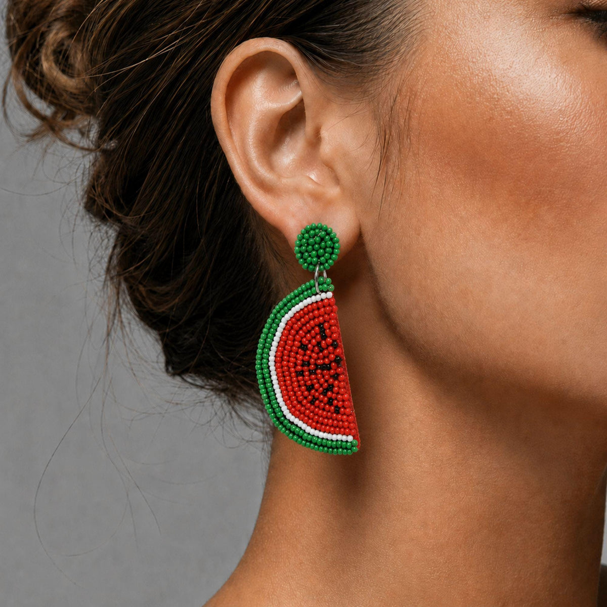 Beaded Watermelon Earrings