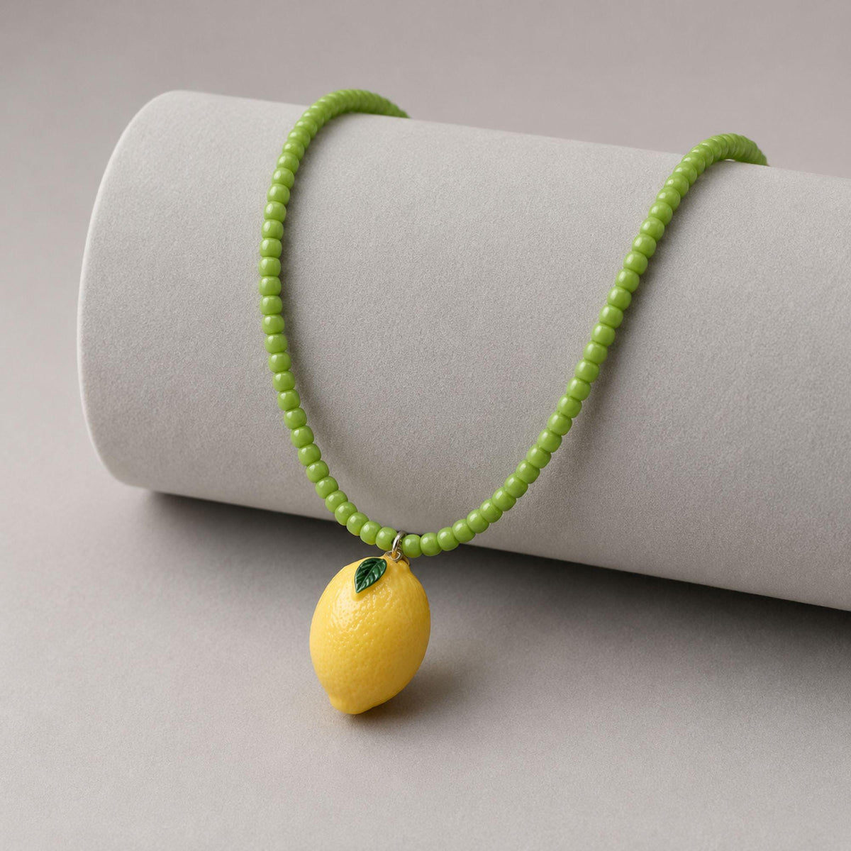 Lemon Pendant Bead Necklace