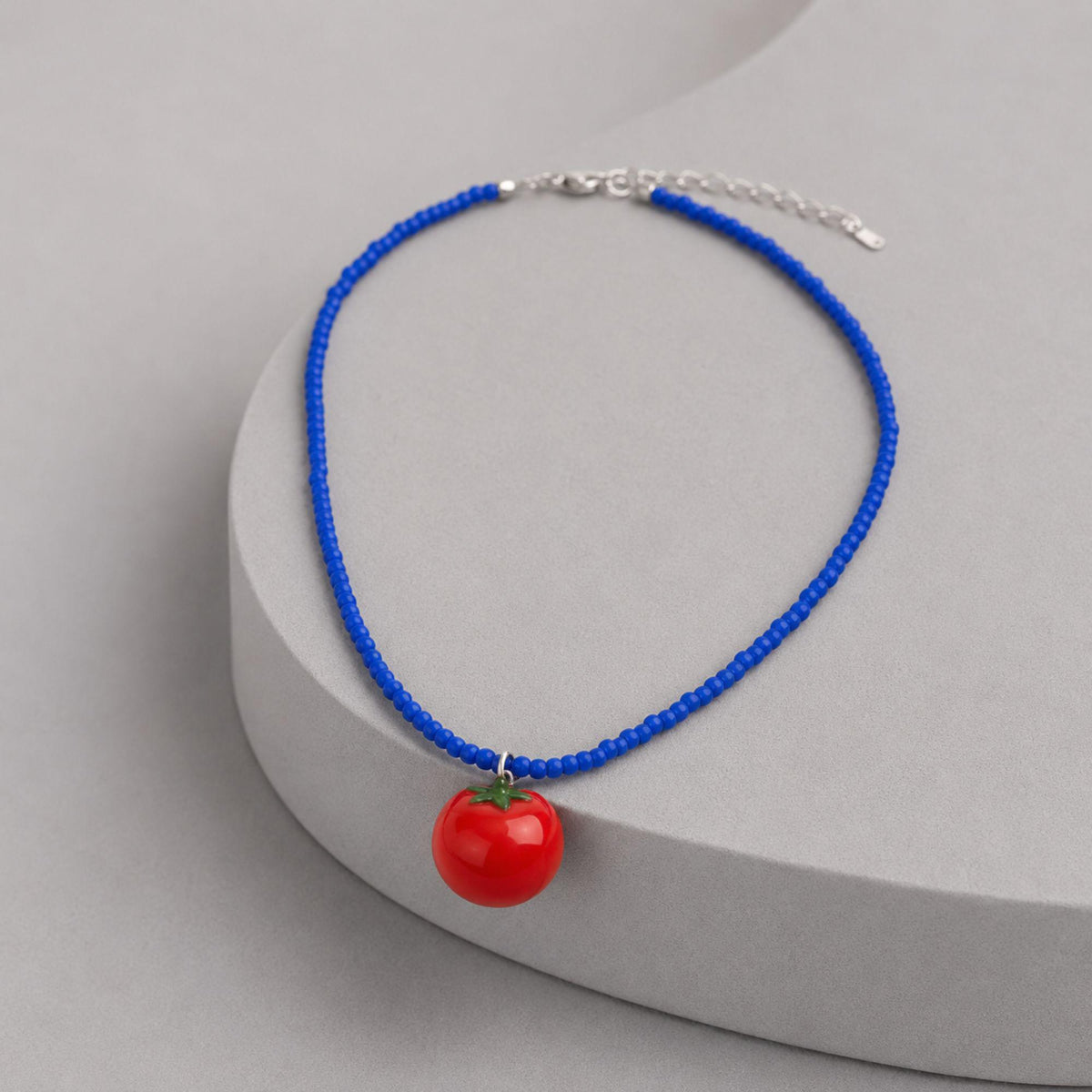 Tomato Pendant Beaded Necklace