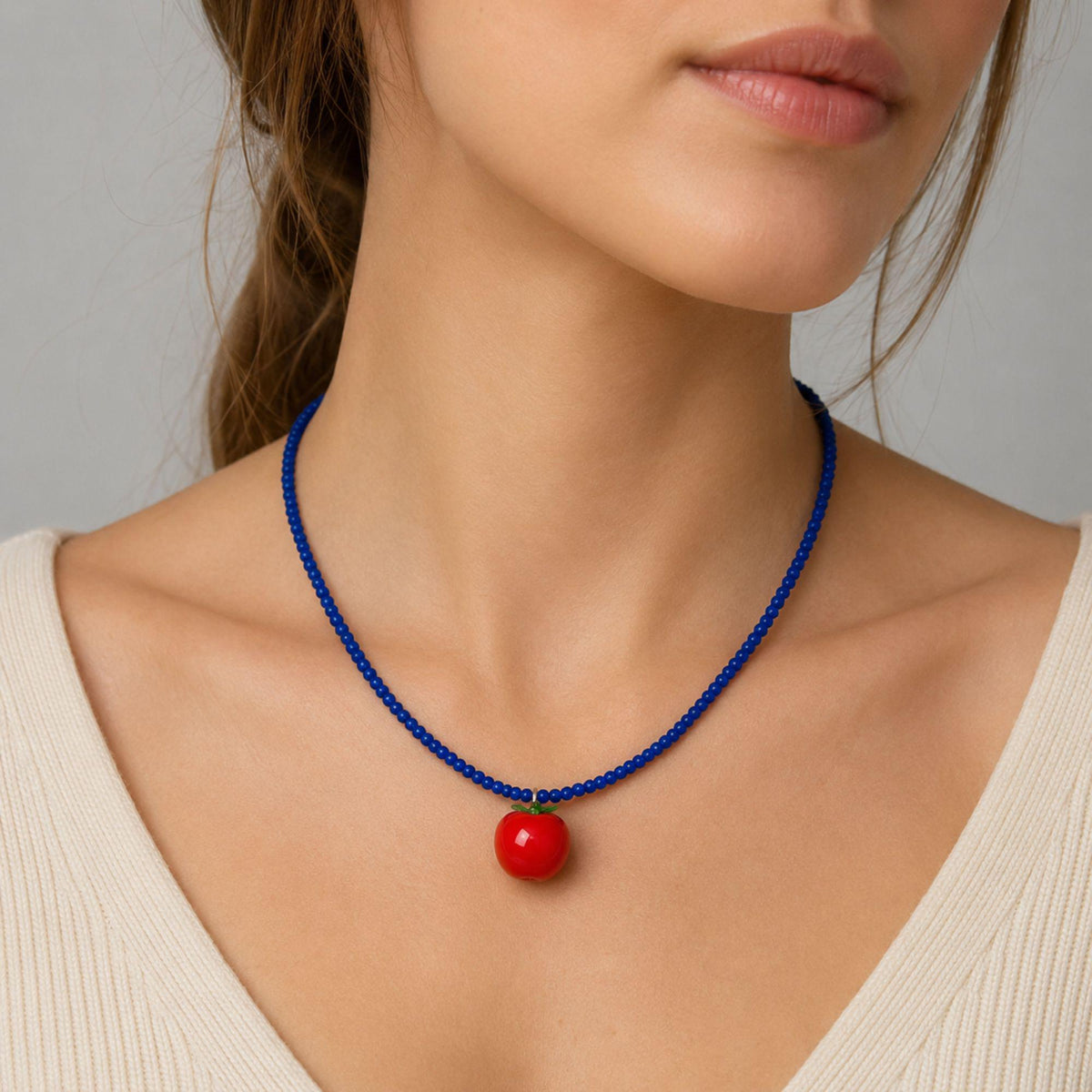 Tomato Pendant Beaded Necklace