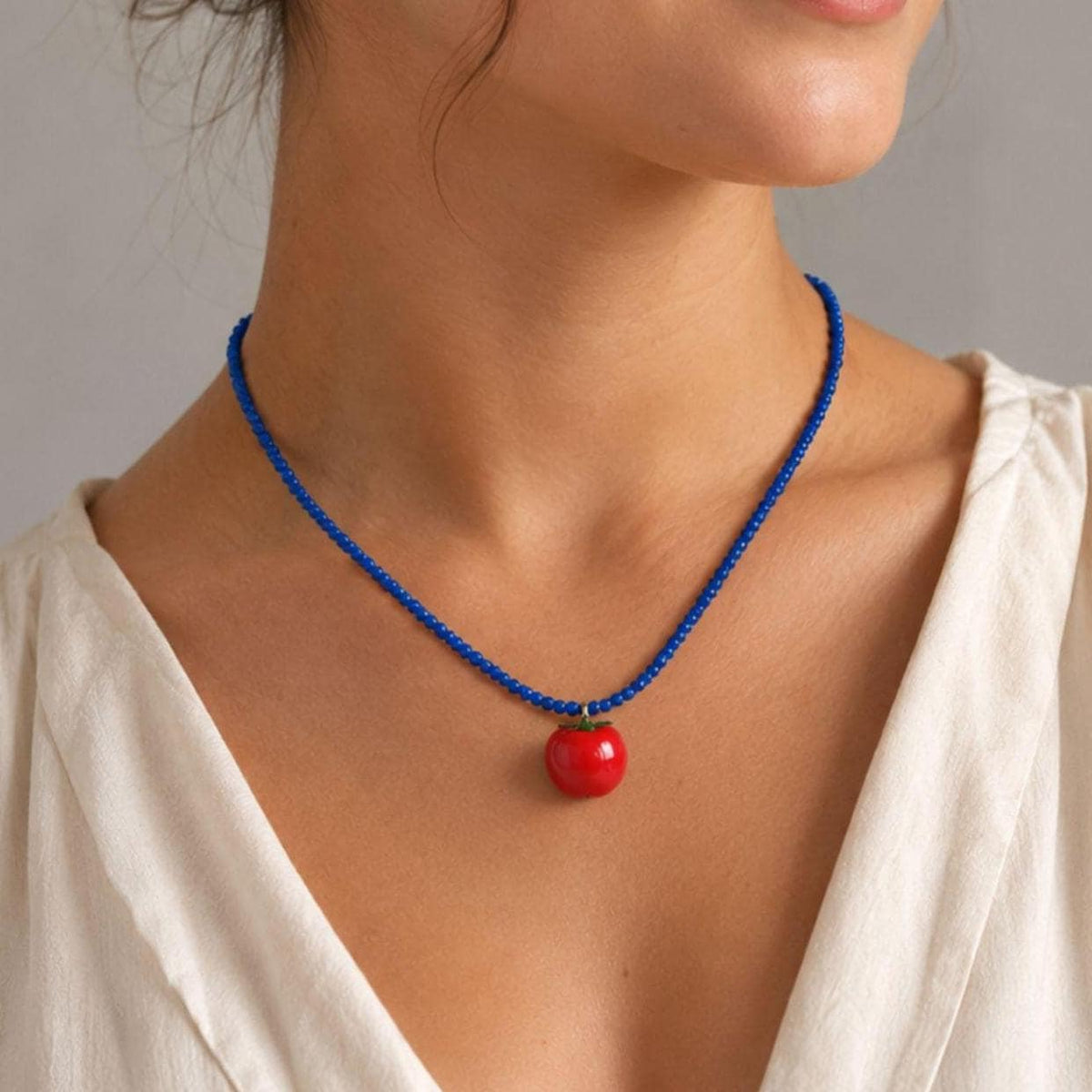 Tomato Pendant Beaded Necklace