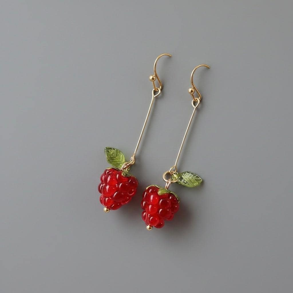 Red Raspberry Long Drop Earrings