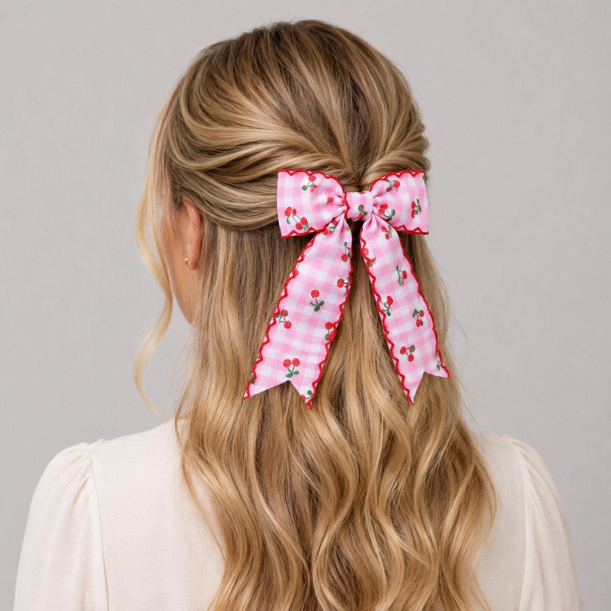 Cherry Hair Bow Clip Set