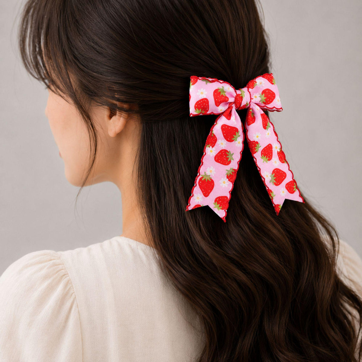 Strawberry Hair Bow Clip Set