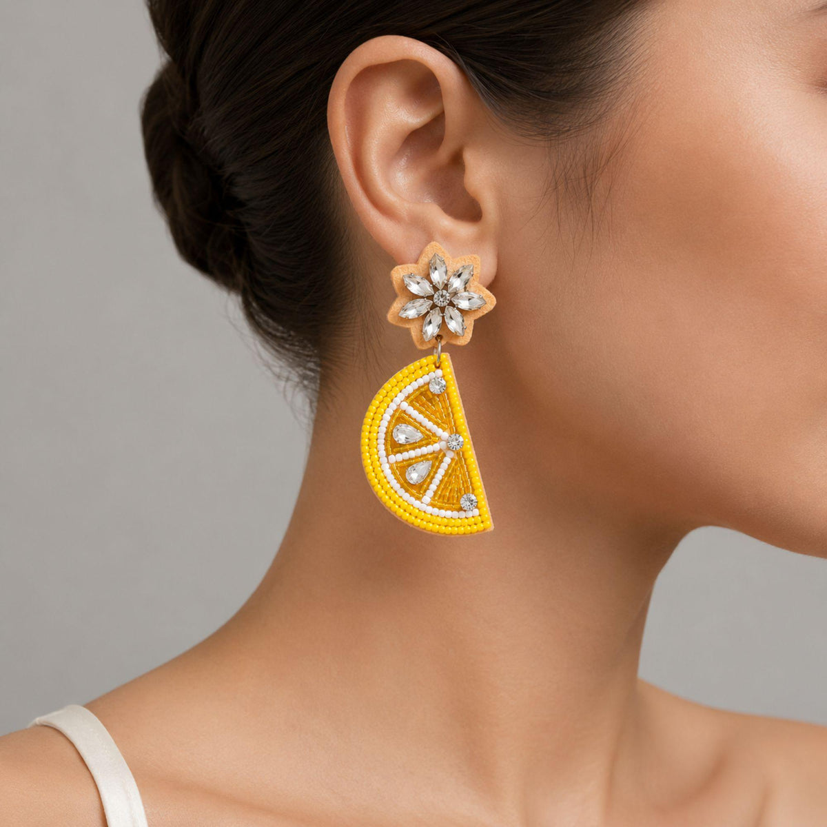 Beaded Orange Slice Earrings