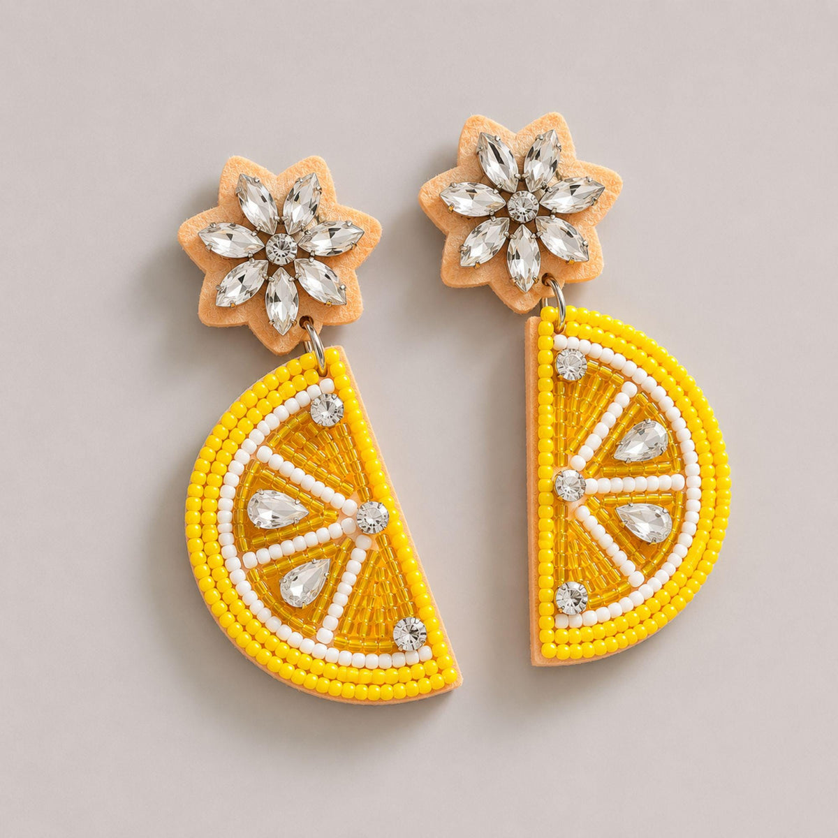 Beaded Orange Slice Earrings