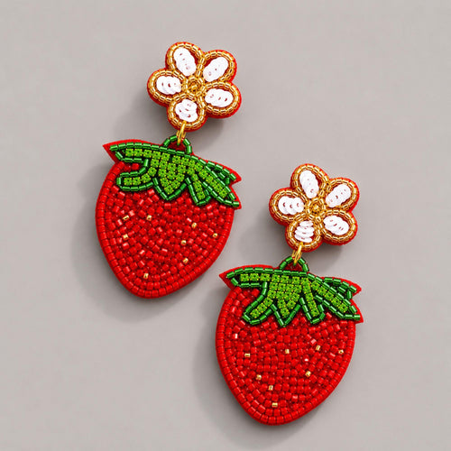 Beaded Strawberry Earrings