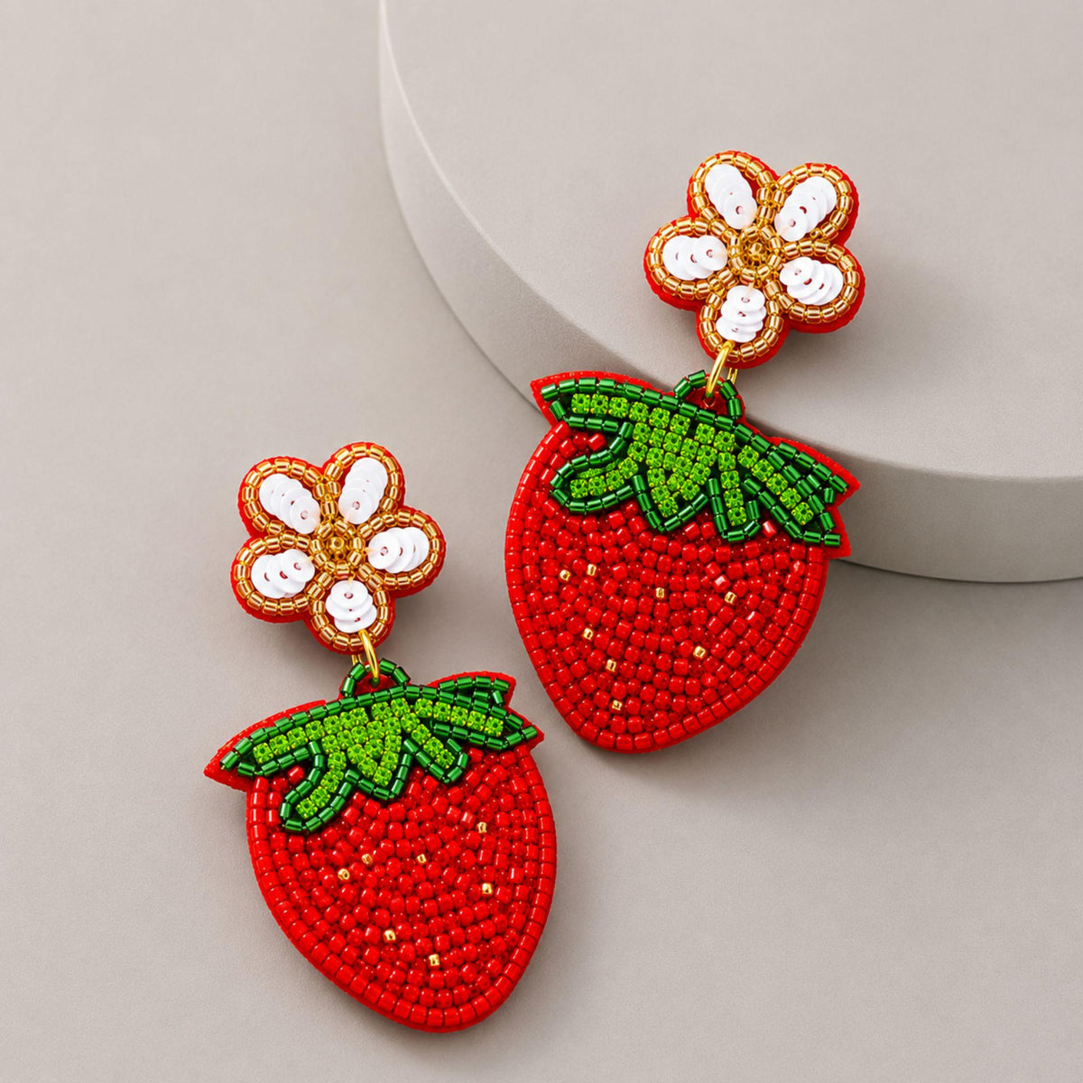 Beaded Strawberry Earrings