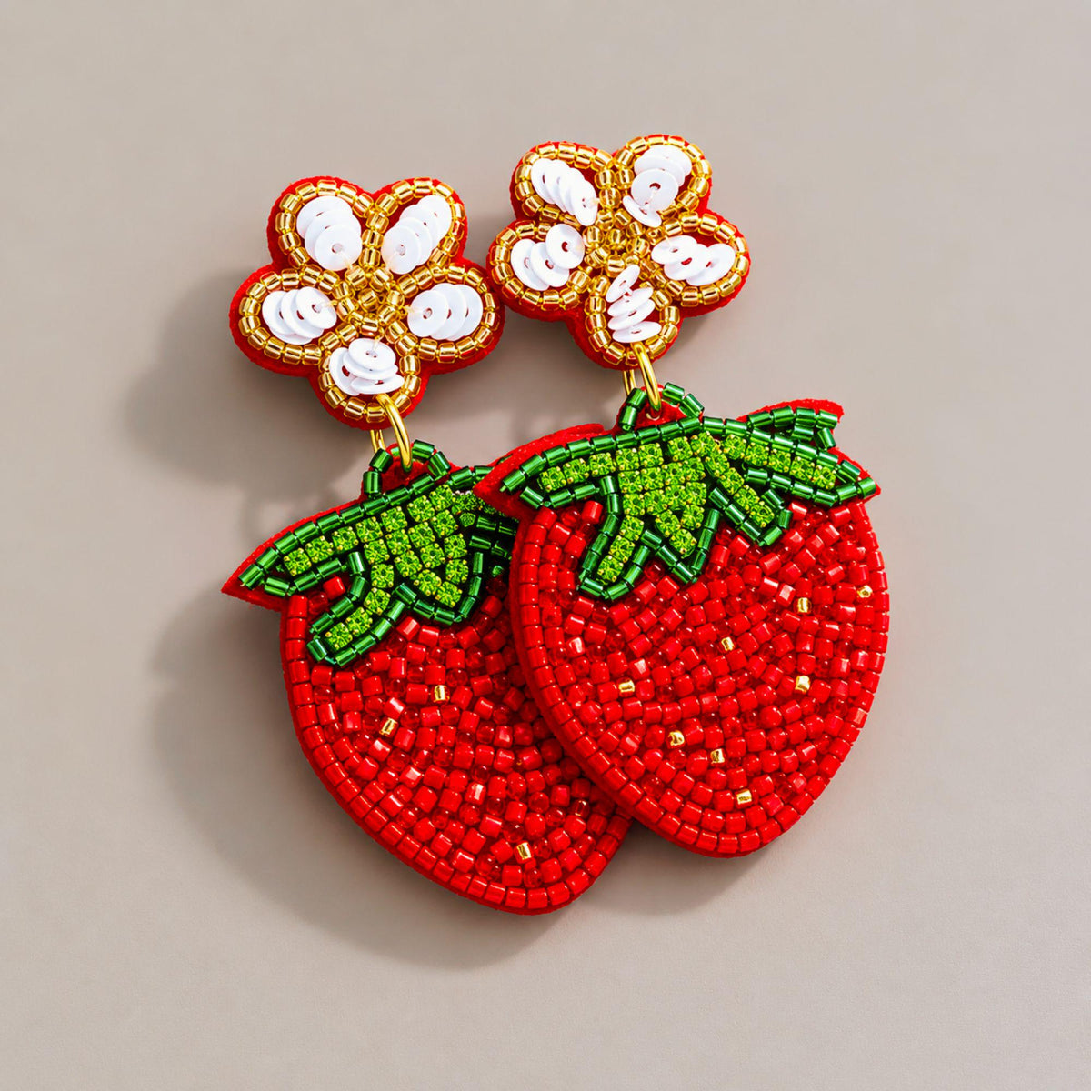 Beaded Strawberry Earrings