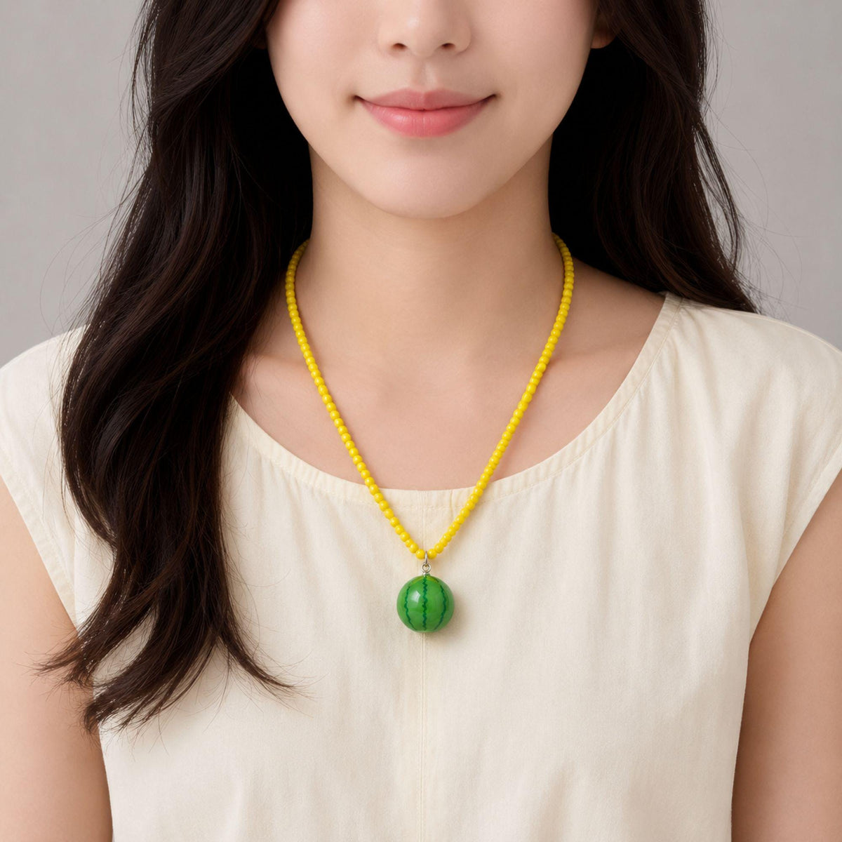Watermelon Pendant Bead Necklace
