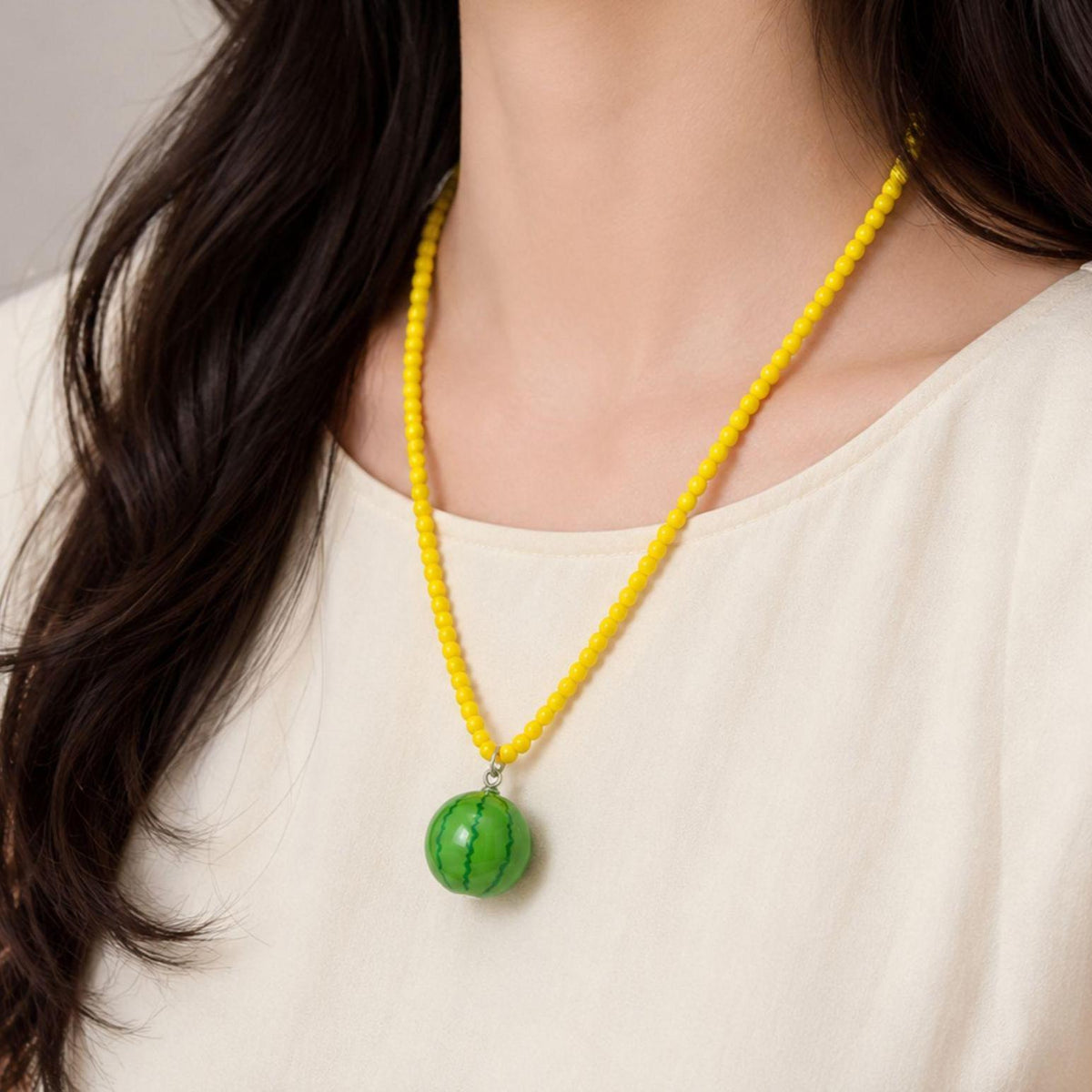 Watermelon Pendant Bead Necklace