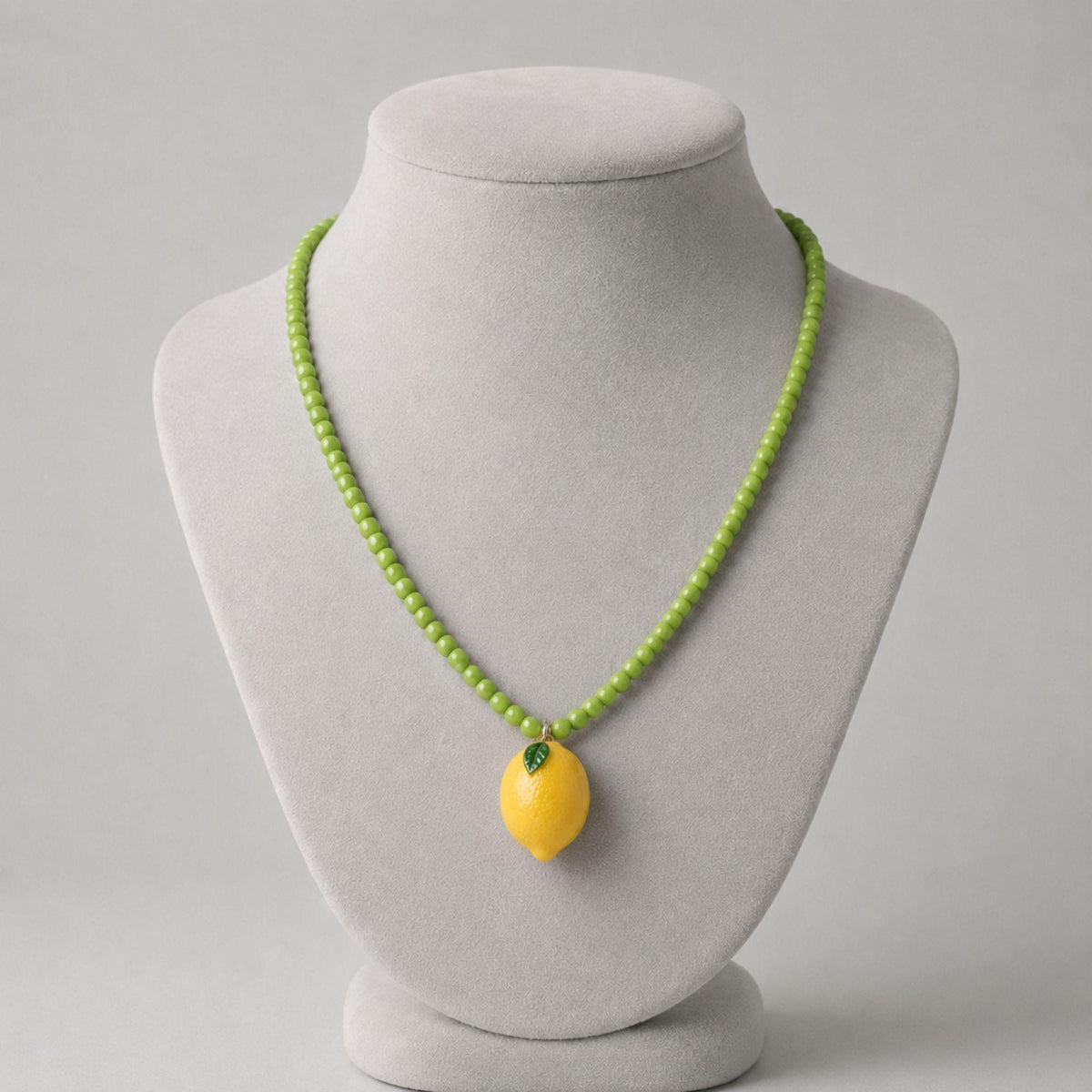 Lemon Pendant Bead Necklace