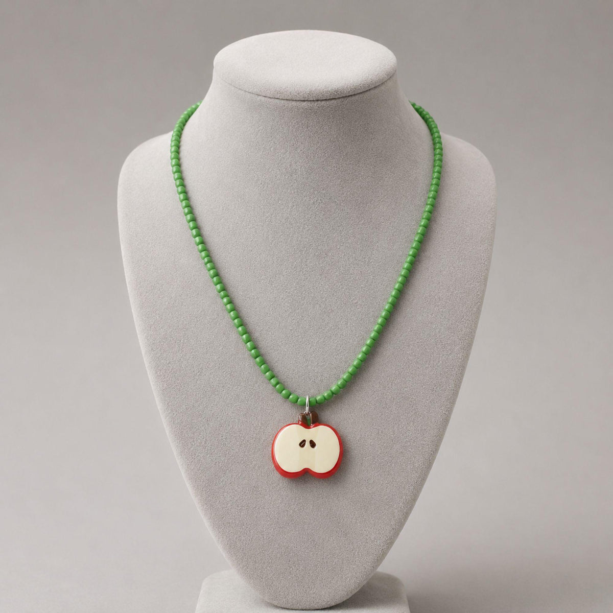 Apple Slice Pendant Bead Necklace