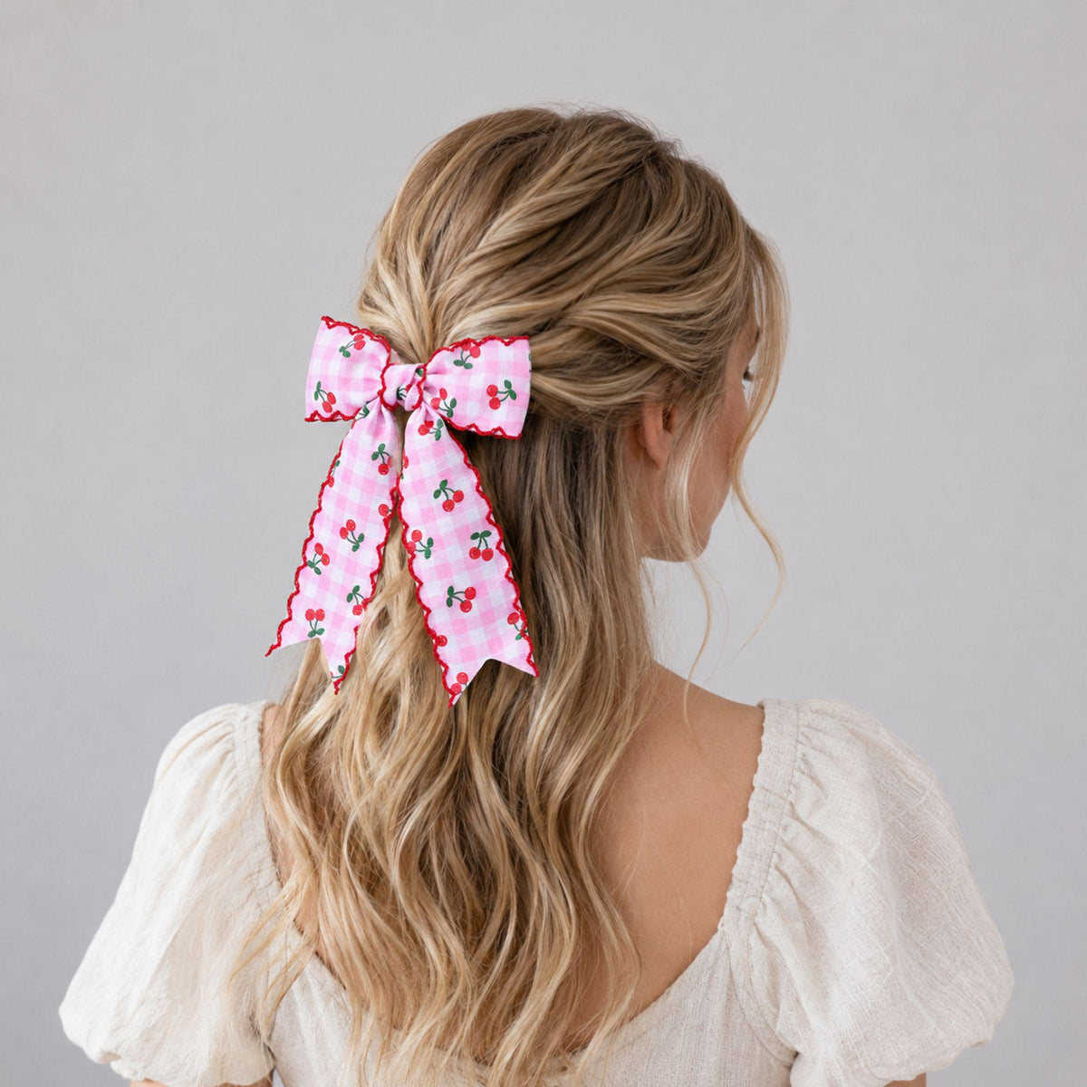 Cherry Hair Bow Clip Set