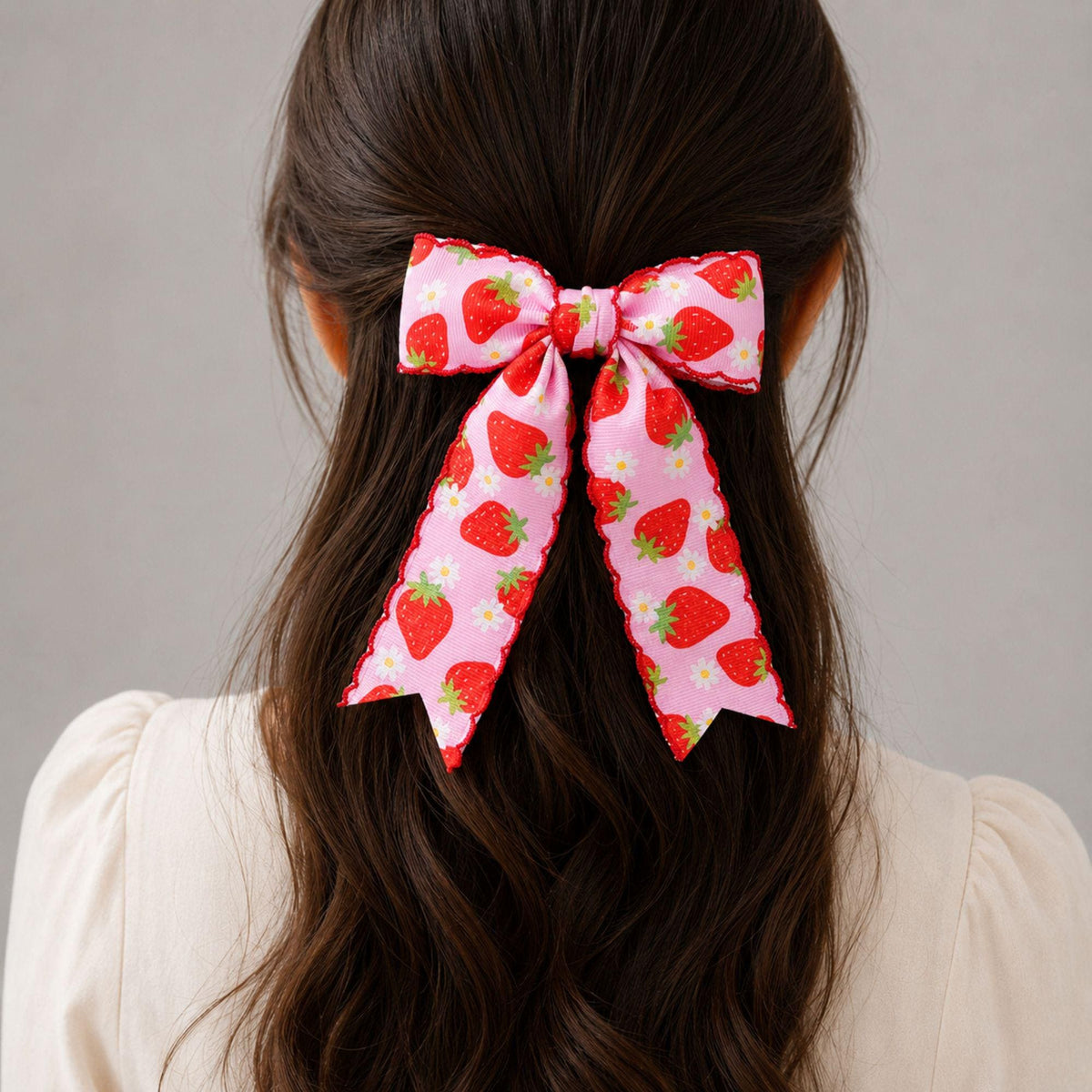 Strawberry Hair Bow Clip Set